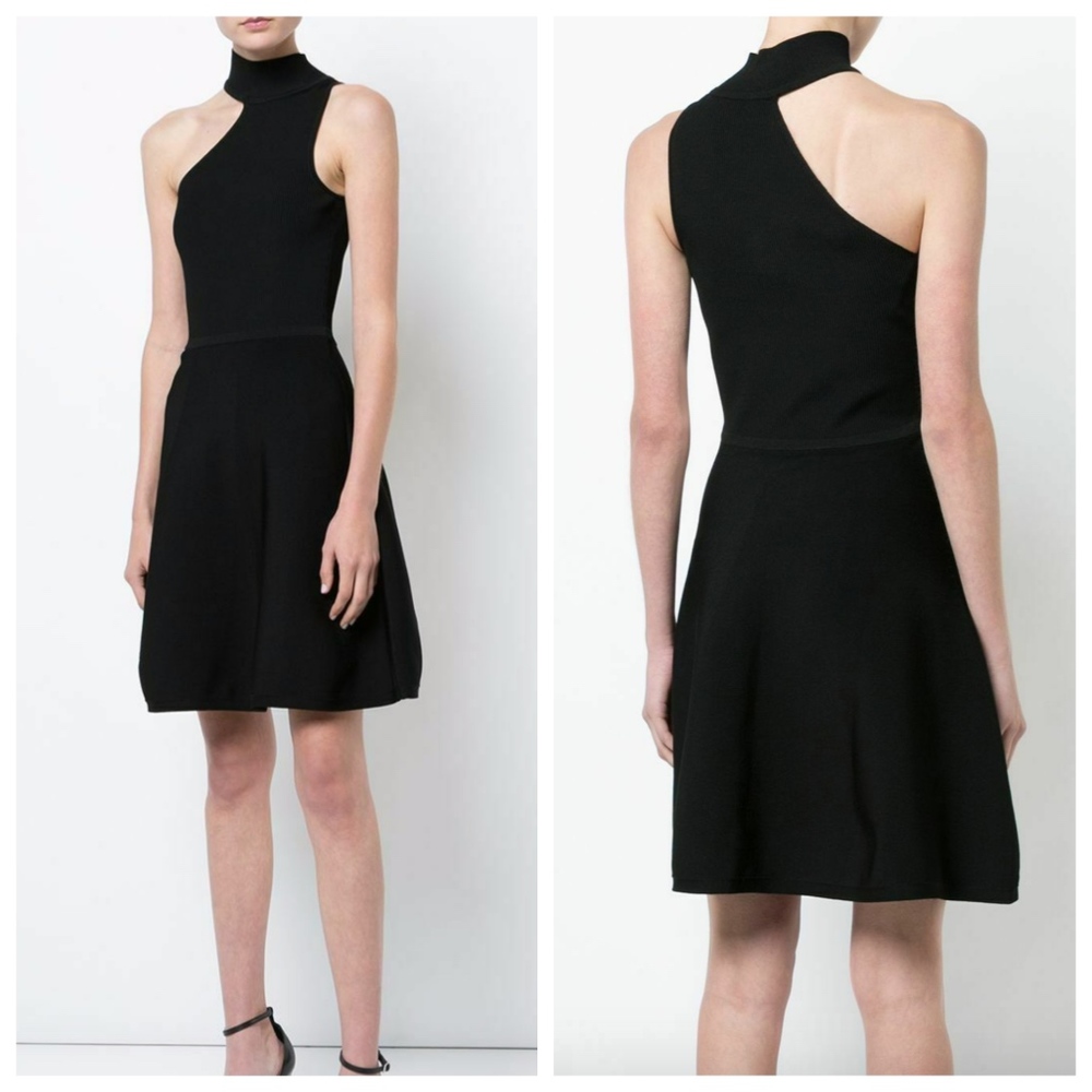 NW! $995 Cushnie high neck asymmetric cutout dress